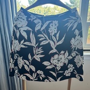 White House Black Market Black and White Floral A-Line Skirt